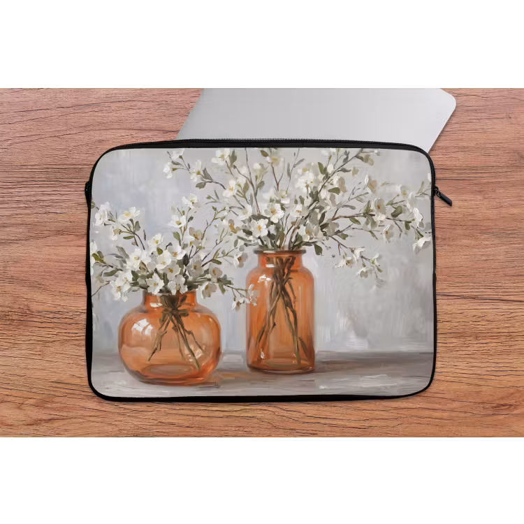 Laptophoes - Vazen - Bloemen - Oranje — 2