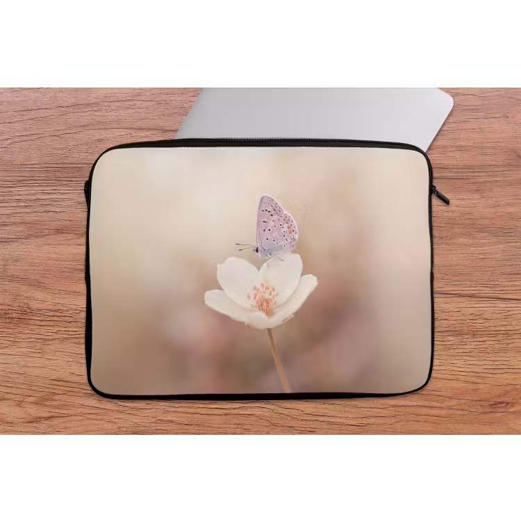 Laptophoes - Vlinder - Bloem - Blauw — 2
