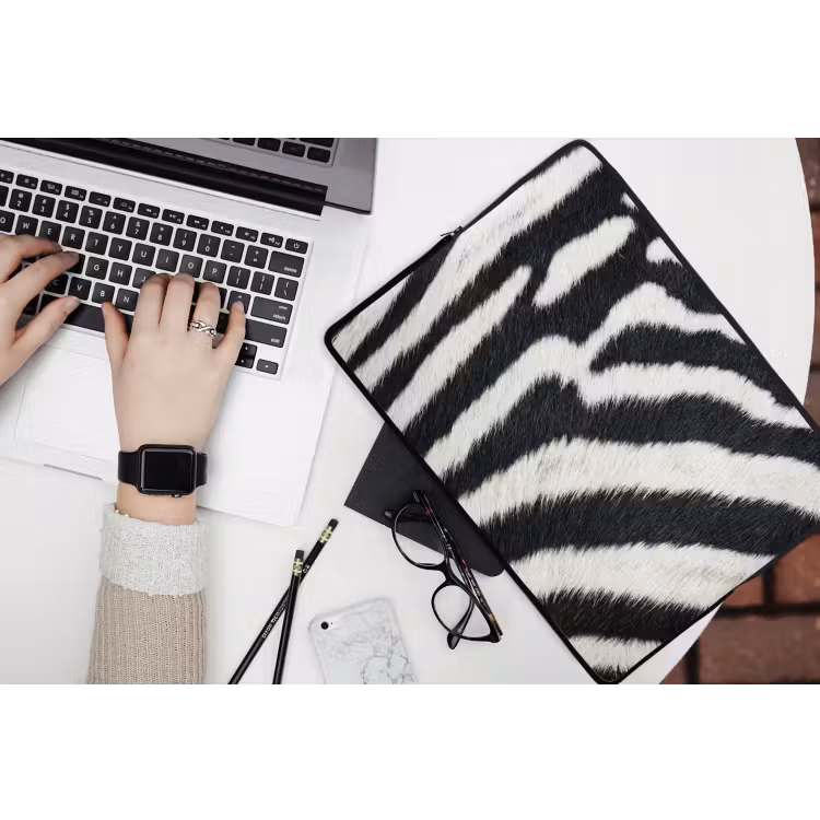 Laptophoes - Zebra - Vacht - Klassiek - Zwart - Wit — 3