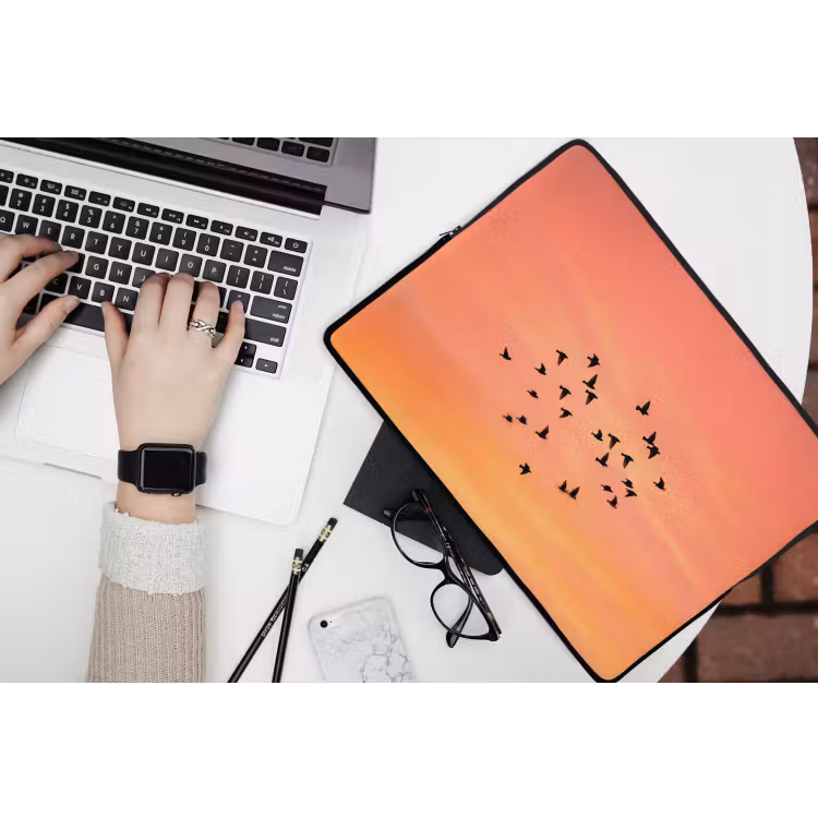 Laptophoes - Zwerm - Vogels - Oranje — 3