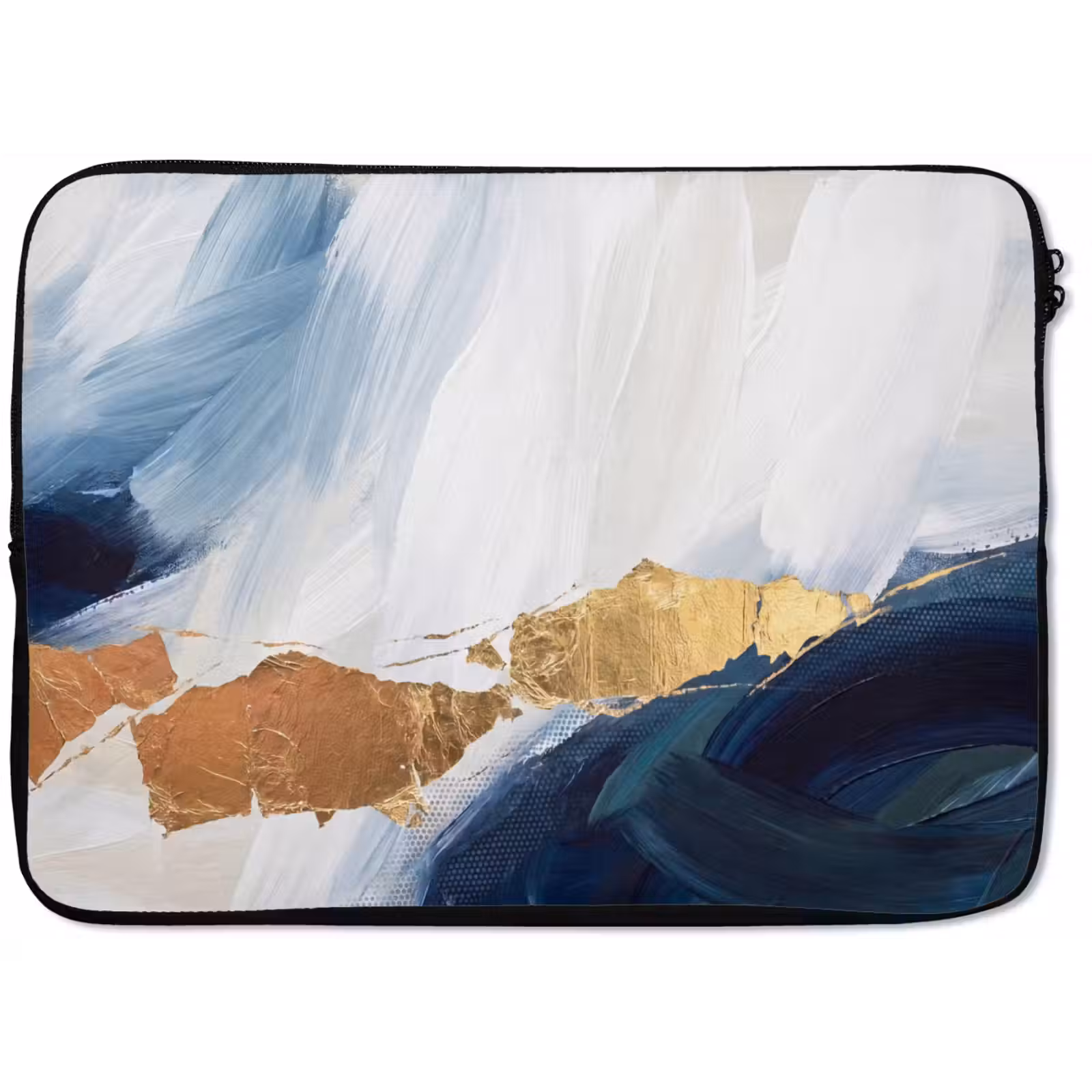 Laptophoes - Abstract - Acryl - Blauw - Goud - Elegant — 1
