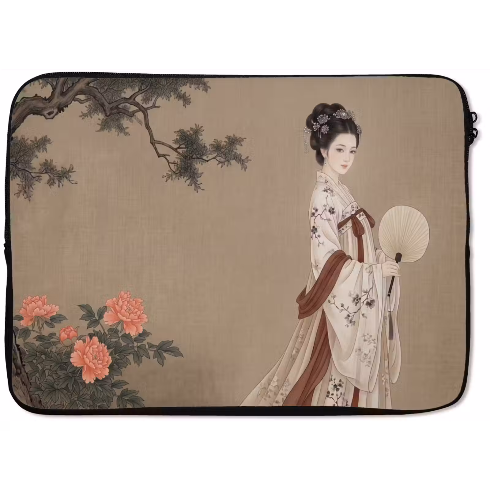 Laptophoes - Vrouw - Azië - Kunst - Beige — 1
