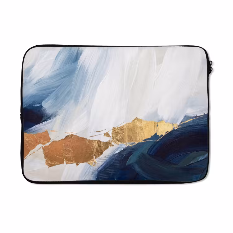 Laptophoes - Abstract - Acryl - Blauw - Goud - Elegant — 5