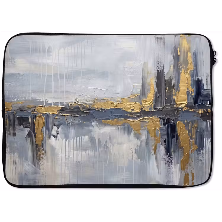 Laptophoes - Abstract - Structuur - Goud - Grijs - Modern — 1