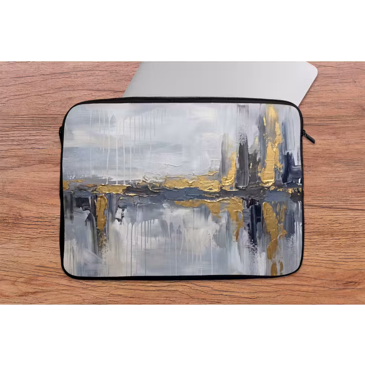 Laptophoes - Abstract - Structuur - Goud - Grijs - Modern — 2