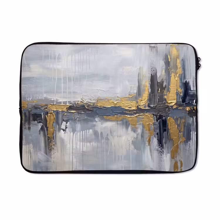 Laptophoes - Abstract - Structuur - Goud - Grijs - Modern — 5