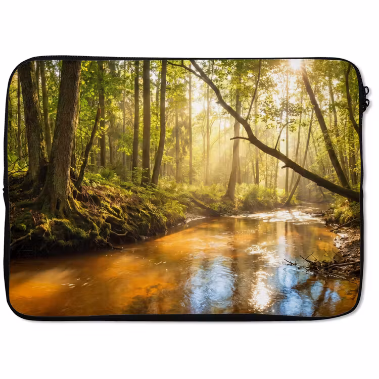 Laptophoes - Bos - Beek - Zonlicht - Natuur - Groen — 1