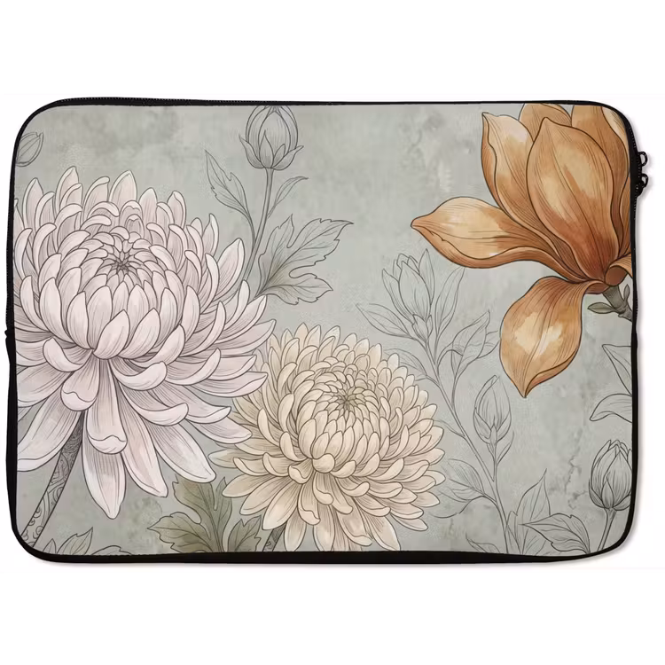 Laptophoes - Illustratie - Bloemen - Groen — 1