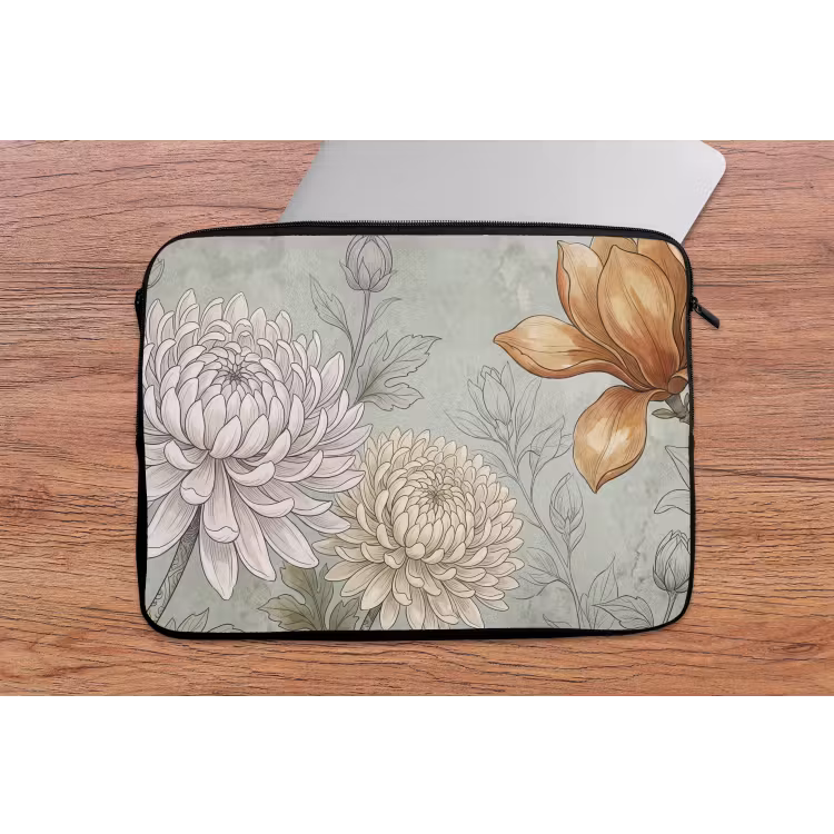 Laptophoes - Illustratie - Bloemen - Groen — 2