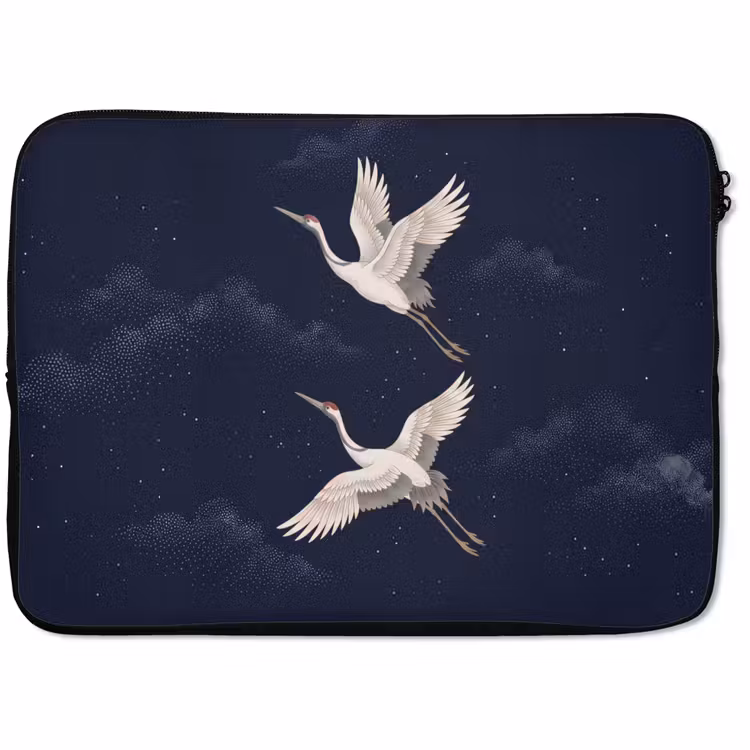 Laptophoes - Kraanvogels - Nachthemel - Blauw — 1