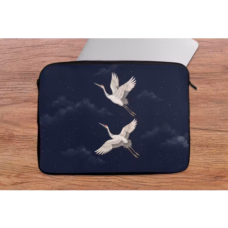 Laptophoes - Kraanvogels - Nachthemel - Blauw — 2