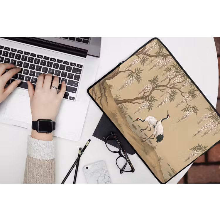 Laptophoes - Kraanvogels - Water - Beige — 3