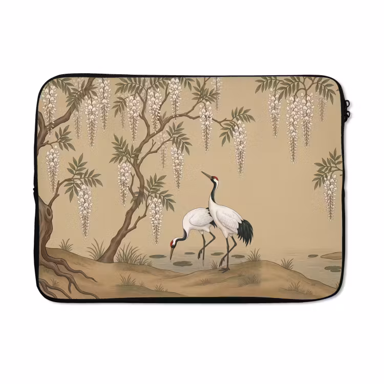Laptophoes - Kraanvogels - Water - Beige — 5