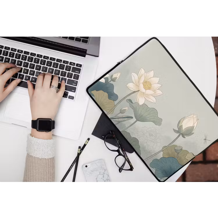 Laptophoes - Lotus - Bloemen - Groen — 3