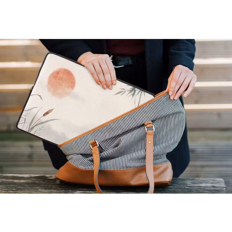 Laptophoes - Minimalistisch - Bamboe - Groen — 4