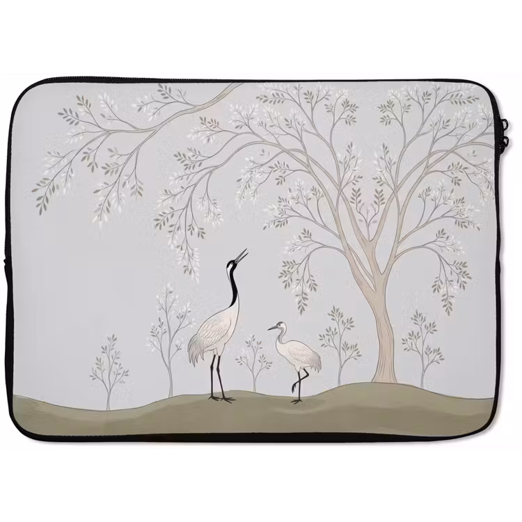 Laptophoes - Minimalistisch - Kraanvogels - Blauw — 1