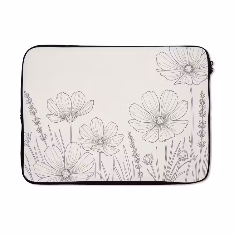 Laptophoes - Minimalistisch - Modern - Bloemen - Beige — 5