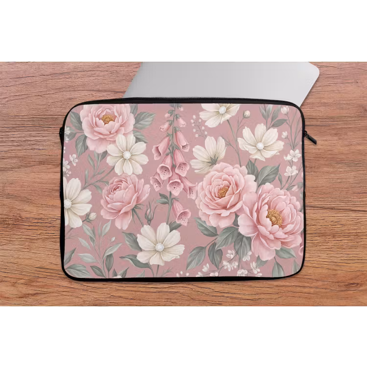 Laptophoes - Pioenrozen - Vingerhoedskruid - Pink — 2