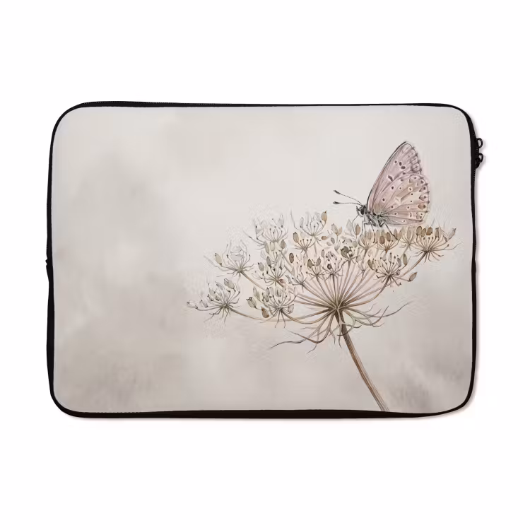 Laptophoes - Vlinder - Bloem -Natuur - Beige — 5