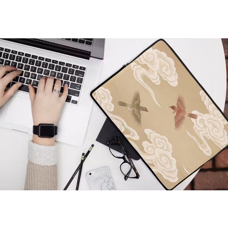 Laptophoes - Vogels - Vliegen - Beige — 3