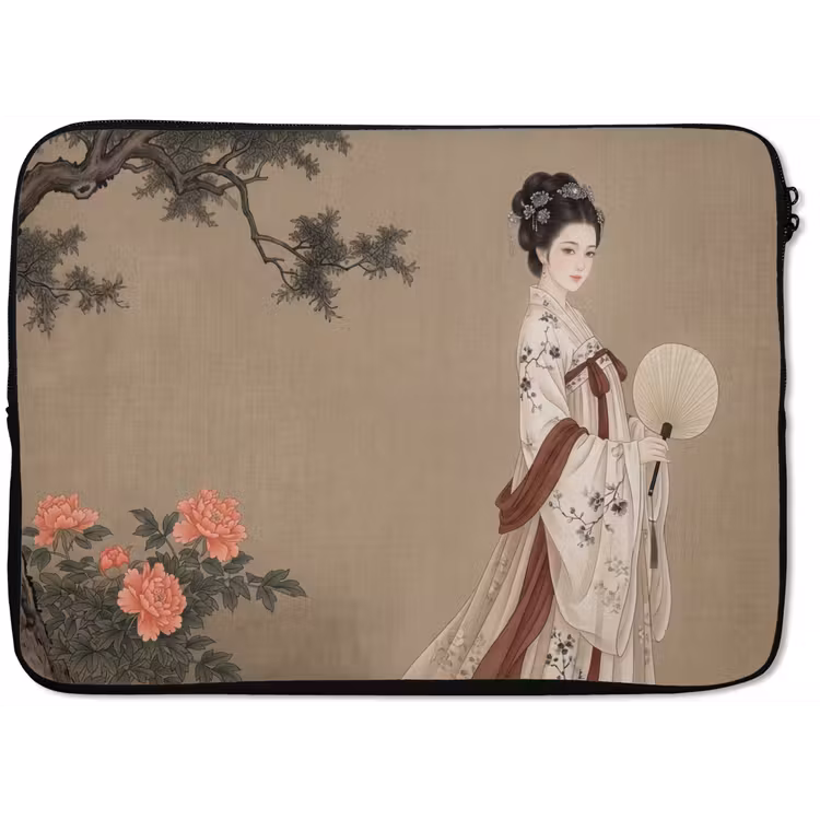 Laptophoes - Vrouw - Azië - Kunst - Beige — 1