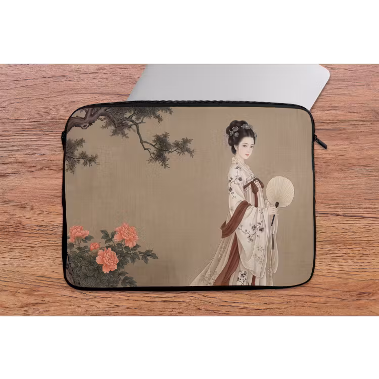 Laptophoes - Vrouw - Azië - Kunst - Beige — 2