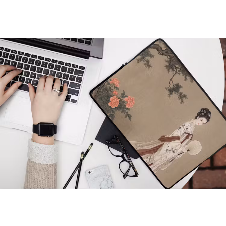 Laptophoes - Vrouw - Azië - Kunst - Beige — 3