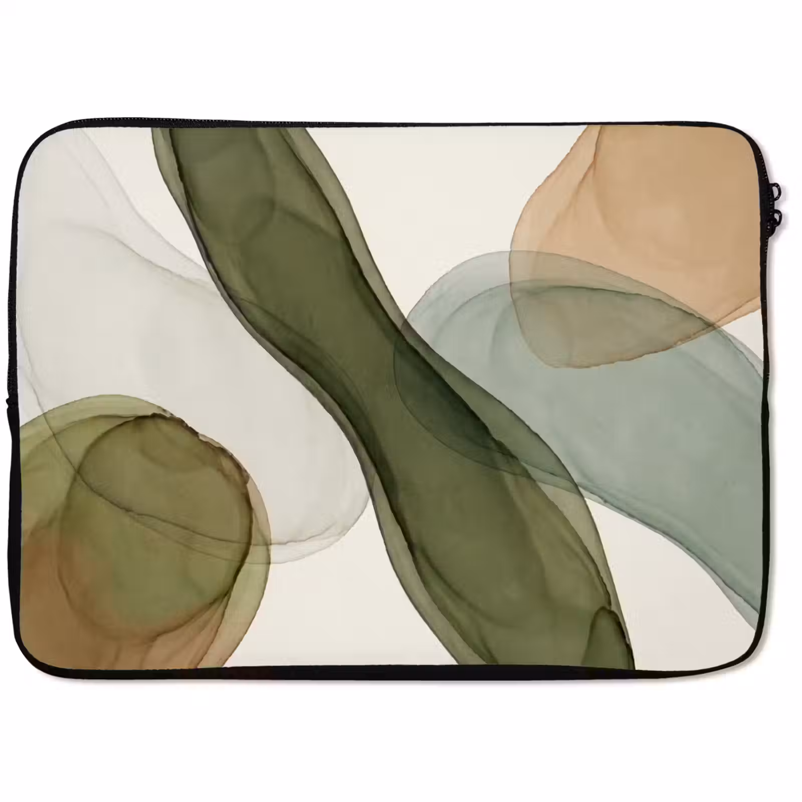 Laptophoes - Abstract - Vormen - Modern - Kunst - Groen - Bruin — 1