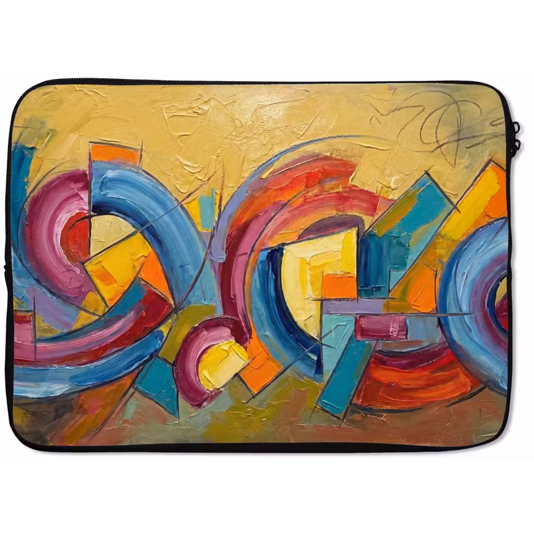 Laptophoes - Abstract - Cirkels - Schilderij - Kleurrijk - Dynamisch — 1