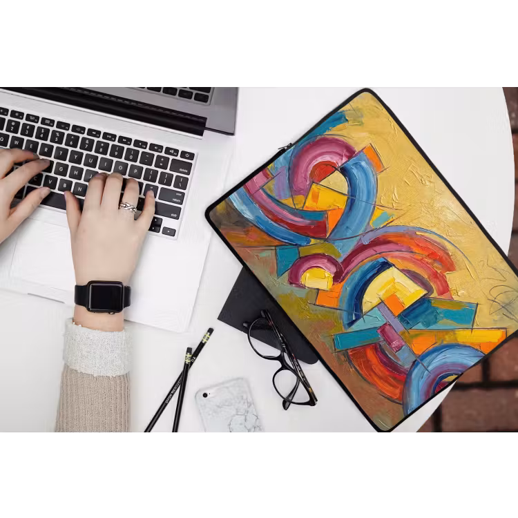 Laptophoes - Abstract - Cirkels - Schilderij - Kleurrijk - Dynamisch — 3