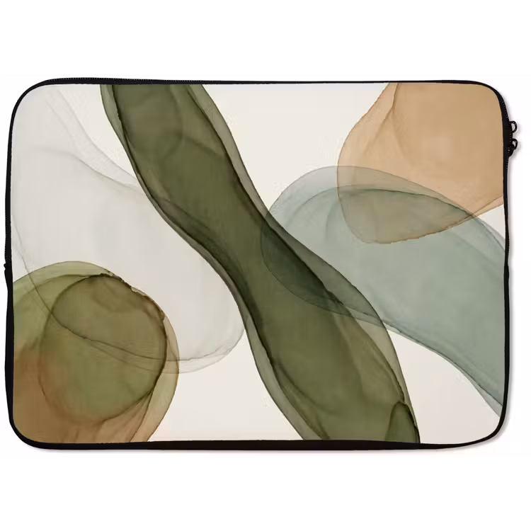 Laptophoes - Abstract - Vormen - Modern - Kunst - Groen - Bruin — 1