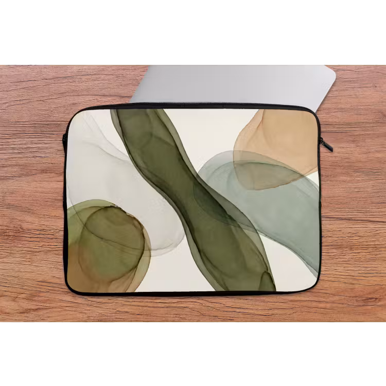 Laptophoes - Abstract - Vormen - Modern - Kunst - Groen - Bruin — 2