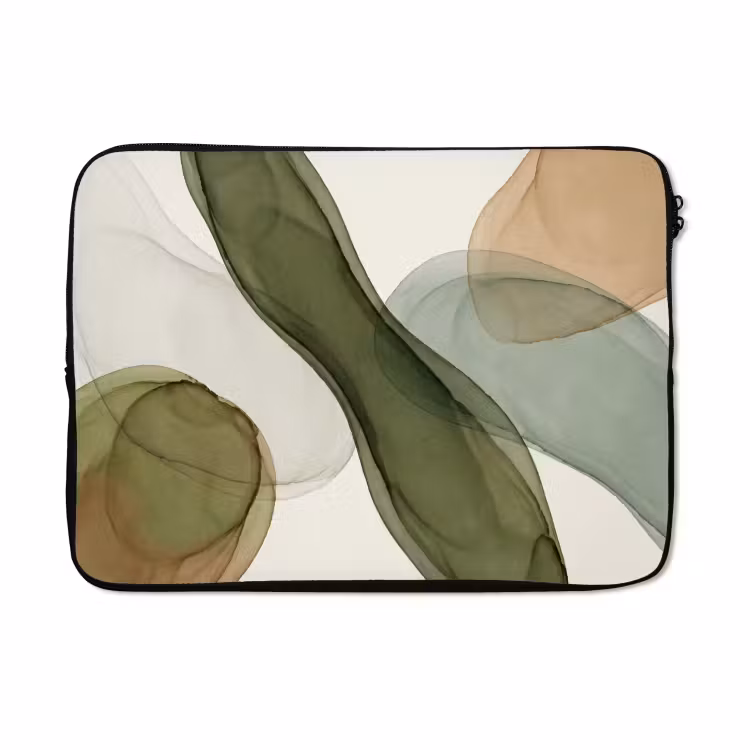 Laptophoes - Abstract - Vormen - Modern - Kunst - Groen - Bruin — 5