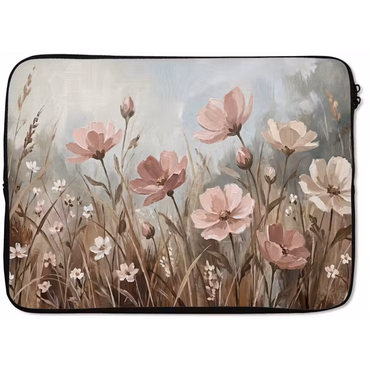 Laptophoes - Bloemen - Botanisch - Schilderij - Pastel - Rustiek — 1