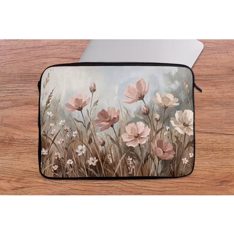 Laptophoes - Bloemen - Botanisch - Schilderij - Pastel - Rustiek — 2