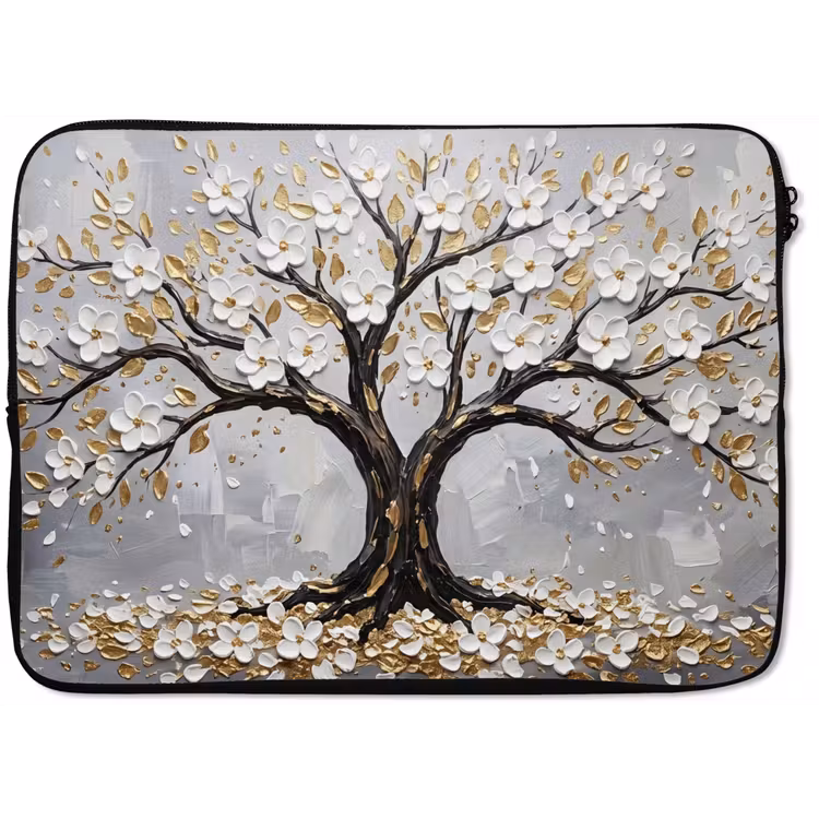 Laptophoes - Boom - Bloemen - Natuur - Abstract - Wit — 1