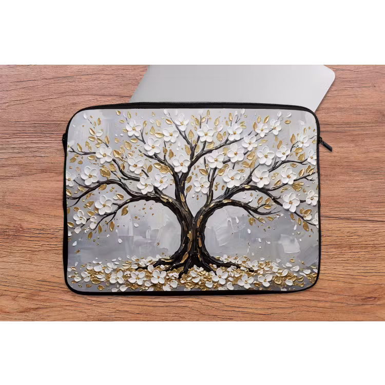 Laptophoes - Boom - Bloemen - Natuur - Abstract - Wit — 2