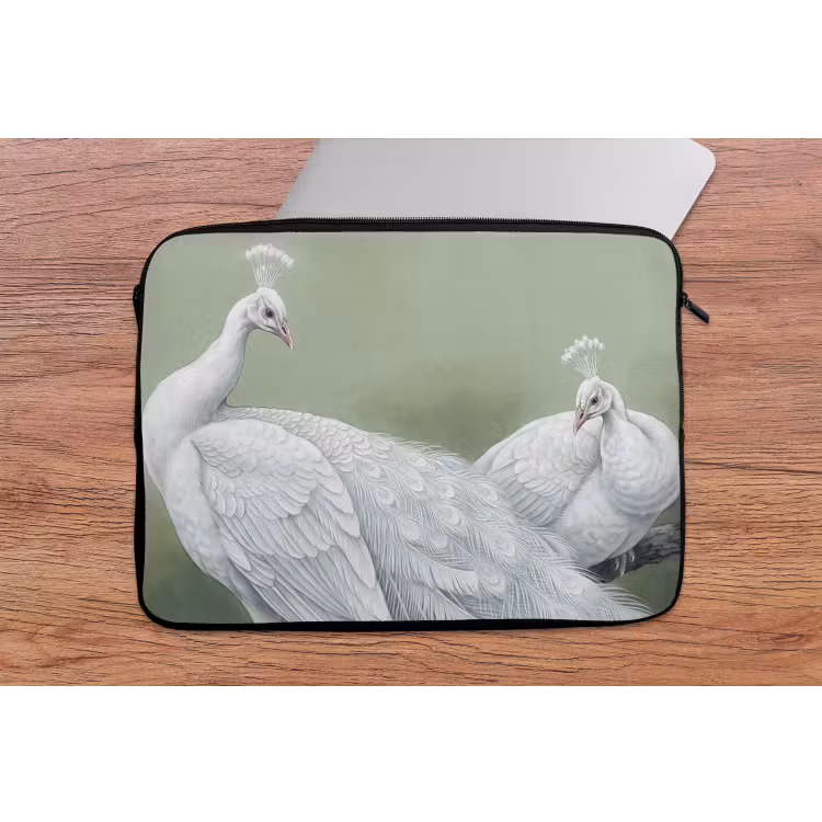 Laptophoes - Pauwen - Wit - Natuur - Groen — 2