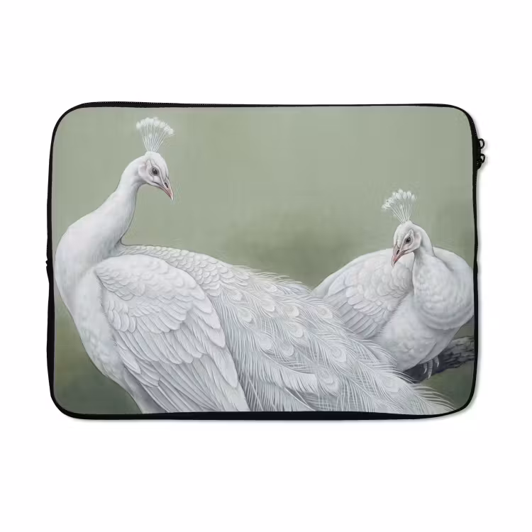 Laptophoes - Pauwen - Wit - Natuur - Groen — 5