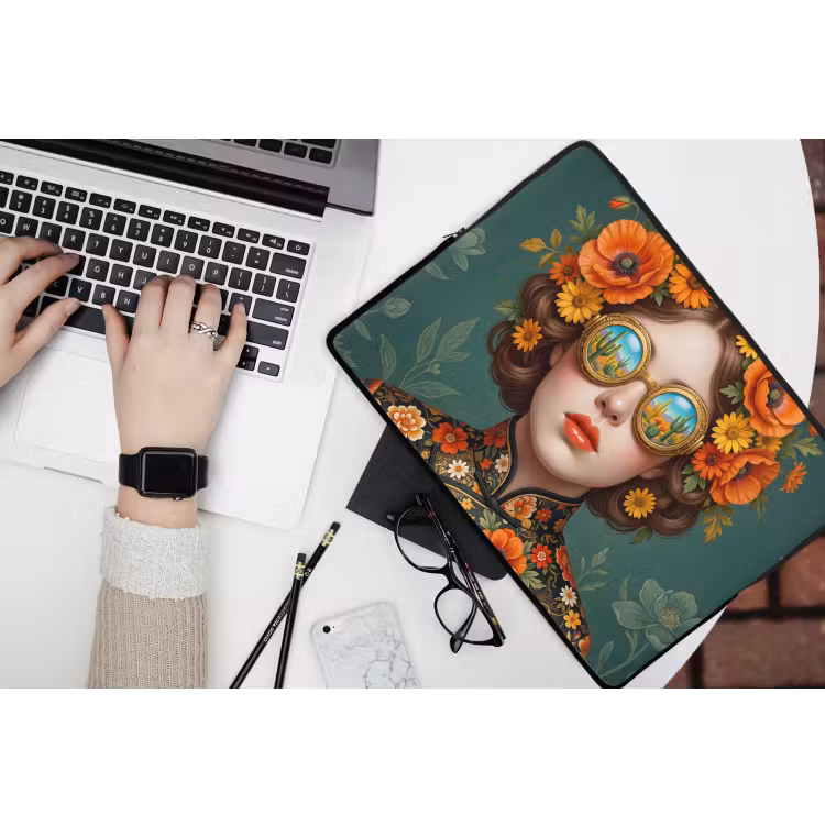 Laptophoes - Portret - Vrouw - Kleurrijk - Expressief — 3