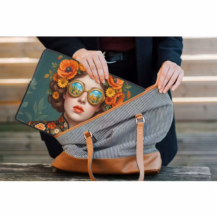 Laptophoes - Portret - Vrouw - Kleurrijk - Expressief — 4