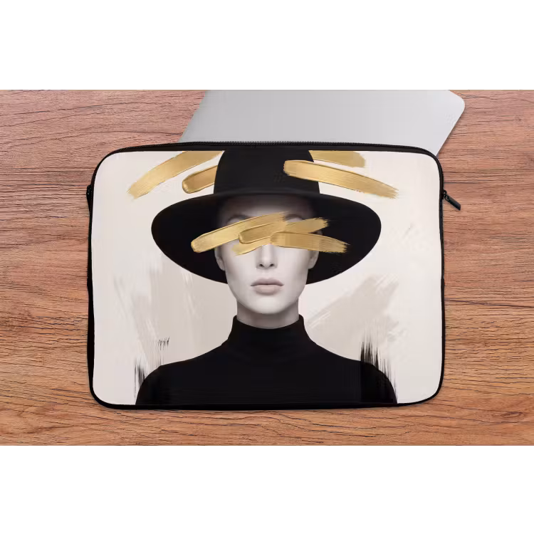Laptophoes - Vrouw - Portret - Modern - Goud - Kunst — 2