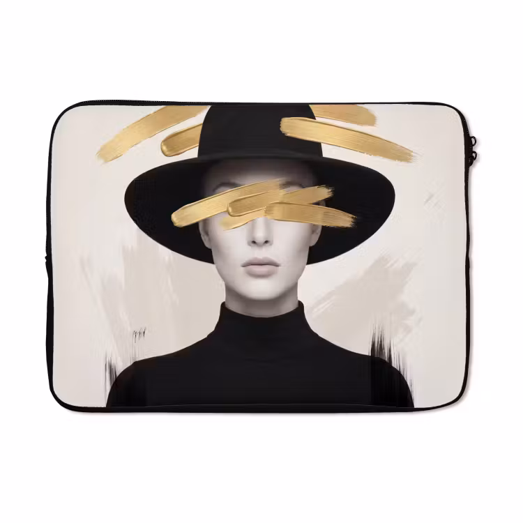 Laptophoes - Vrouw - Portret - Modern - Goud - Kunst — 5