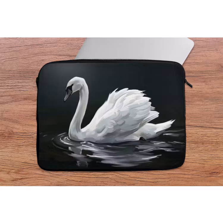 Laptophoes - Zwaan - Water - Natuur - Realistisch - Wit — 2