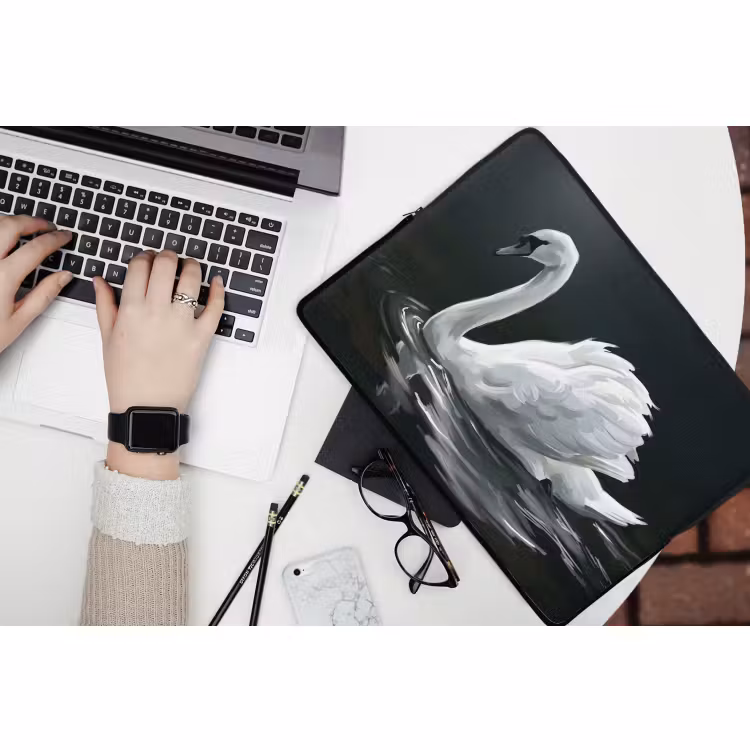 Laptophoes - Zwaan - Water - Natuur - Realistisch - Wit — 3
