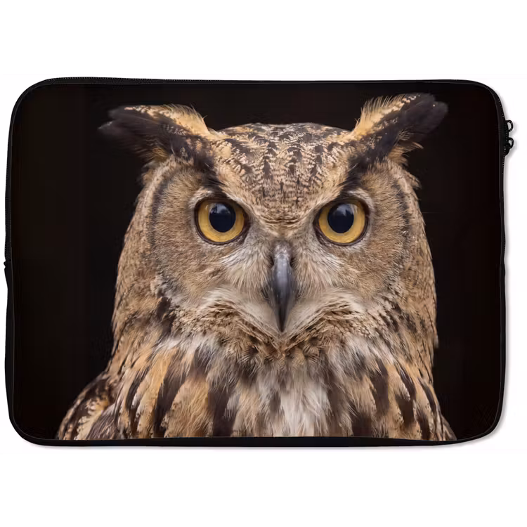 Laptophoes - Oehoe - Uil - Portret - Bruin — 1