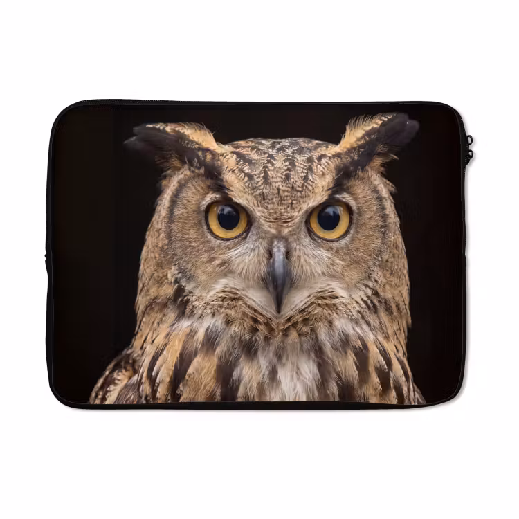 Laptophoes - Oehoe - Uil - Portret - Bruin — 5