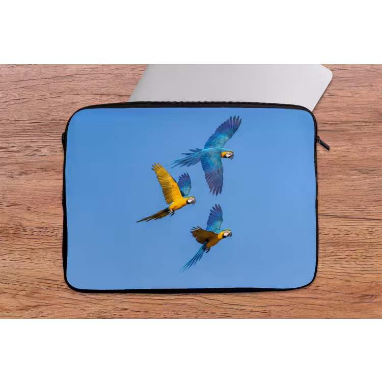 Laptophoes - Papagaai - Vliegen - Blauw - Geel — 2
