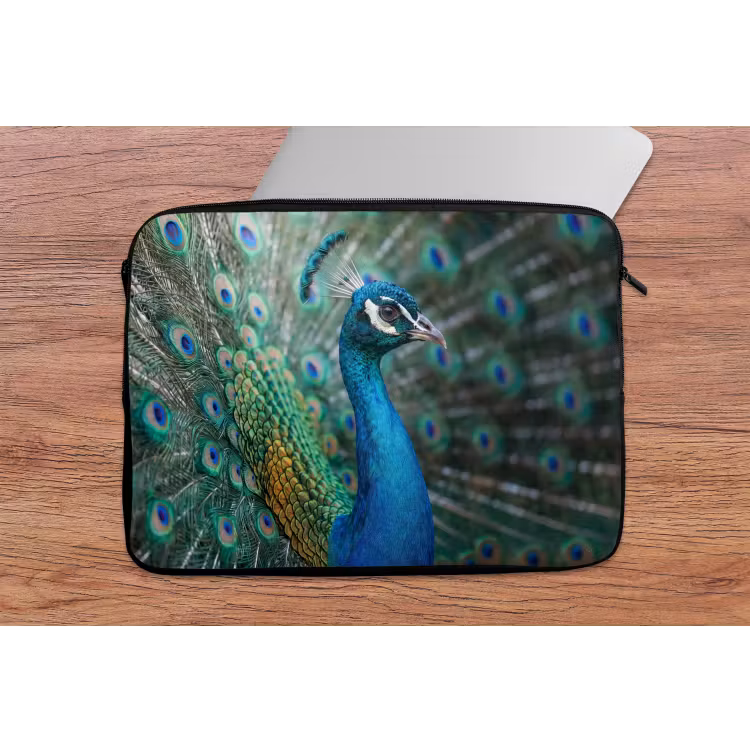 Laptophoes - Pauw - Veren - Blauw — 2