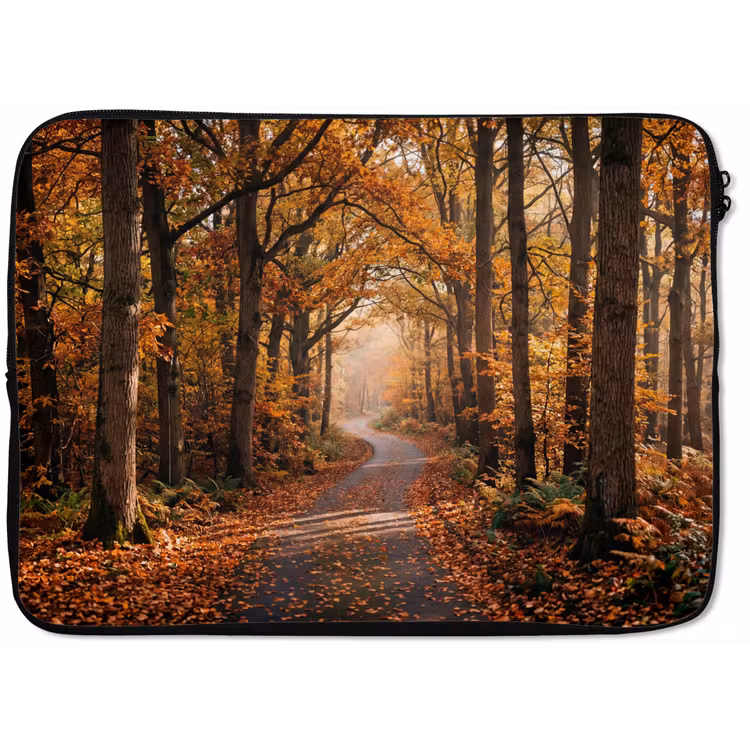 Laptophoes - Bospad - Herfstbos - Bladeren - Oranje - Nostalgisch — 1